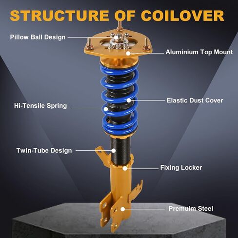 KUIPERAUTO Coilovers Lowering Struts Compatible for 2000-2006 Toyota Celica Front+Rear Shocks Adjustable Height Suspension Coil Spring Strut (Set of 4) in Saudi Arabia