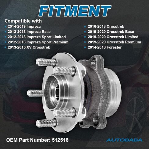 512518 Rear Driver ＆ Passenger Side Wheel Bearing and Hub Assembly Compatible with 2014-2018 Subaru Forester, 2016-2021 Crosstrek, 2012-2021 Impreza, 2013-2015 XV Crosstrek(2Pcs) in Saudi Arabia