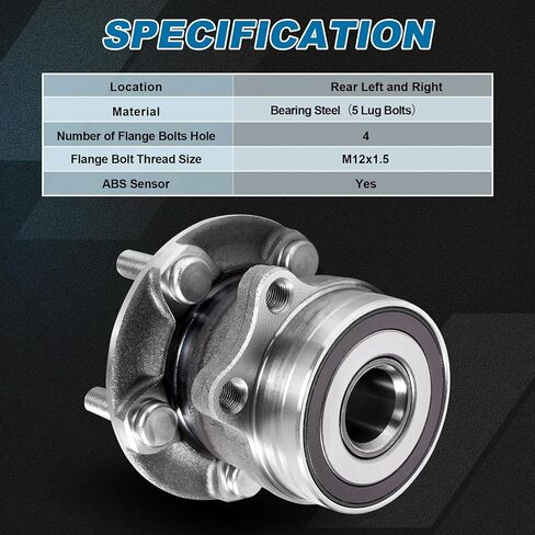 512518 Rear Driver ＆ Passenger Side Wheel Bearing and Hub Assembly Compatible with 2014-2018 Subaru Forester, 2016-2021 Crosstrek, 2012-2021 Impreza, 2013-2015 XV Crosstrek(2Pcs) in Saudi Arabia