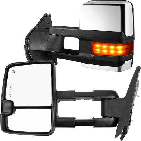 YITAMOTOR Towing Mirrors Compatible with 2003-2006 Chevy Silverado GMC Sierra Tahoe Suburban Avalanche, 03-06 Tow Mirror Yukon XL Denali Escalade, Power Heated Adjustable LED Arrow Turn Signal Chrome in Saudi Arabia
