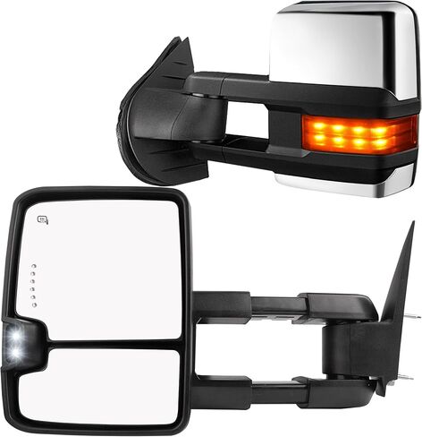 YITAMOTOR Towing Mirrors Compatible with 2003-2006 Chevy Silverado GMC Sierra Tahoe Suburban Avalanche, 03-06 Tow Mirror Yukon XL Denali Escalade, Power Heated Adjustable LED Arrow Turn Signal Chrome in Saudi Arabia