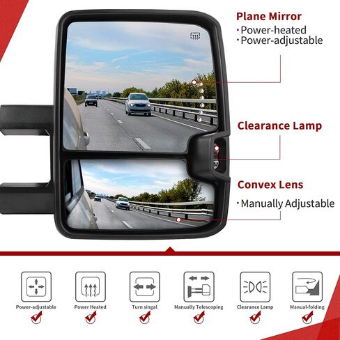 YITAMOTOR Towing Mirrors Compatible with 2003-2006 Chevy Silverado GMC Sierra Tahoe Suburban Avalanche, 03-06 Tow Mirror Yukon XL Denali Escalade, Power Heated Adjustable LED Arrow Turn Signal Chrome in Saudi Arabia