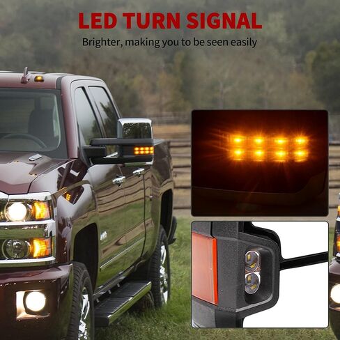 YITAMOTOR Towing Mirrors Compatible with 2003-2006 Chevy Silverado GMC Sierra Tahoe Suburban Avalanche, 03-06 Tow Mirror Yukon XL Denali Escalade, Power Heated Adjustable LED Arrow Turn Signal Chrome in Saudi Arabia