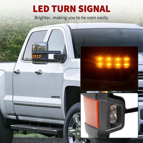 YITAMOTOR Towing Mirrors Compatible with 2003-2006 Chevy Silverado GMC Sierra Tahoe Suburban Avalanche, 03-06 Tow Mirror Yukon XL Denali Escalade, Power Heated Adjustable LED Arrow Turn Signal Chrome in Saudi Arabia