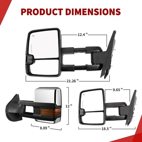 YITAMOTOR Towing Mirrors Compatible with 2003-2006 Chevy Silverado GMC Sierra Tahoe Suburban Avalanche, 03-06 Tow Mirror Yukon XL Denali Escalade, Power Heated Adjustable LED Arrow Turn Signal Chrome in Saudi Arabia