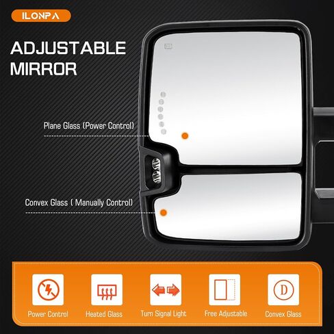 Towing Mirrors Rear View Mirrors fit for 2007-2014 Chevy Silverado GMC Sierra 1500 2500 3500 HD Yukon XL 1500 2500, 2014 Suburban Power heated Tow Side Mirror with Turn Signal (Chrome) in Saudi Arabia
