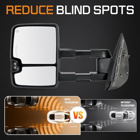 Towing Mirrors Rear View Mirrors fit for 2007-2014 Chevy Silverado GMC Sierra 1500 2500 3500 HD Yukon XL 1500 2500, 2014 Suburban Power heated Tow Side Mirror with Turn Signal (Chrome) in Saudi Arabia