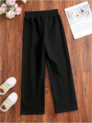 RoseSeek Girl's Jogger Swearpants High Elastic Waist Pants Casual Baggy Wide Leg Swearpants with Pocket in Kuwait