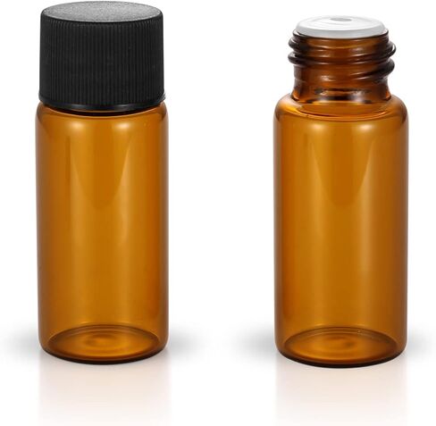 12 Pack Set Brown Screw Cap Glass Bottle Small Mini Empty Oil Vial (2ml) in Saudi Arabia
