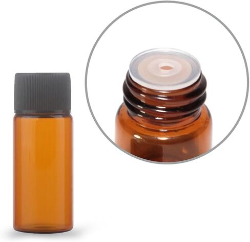 12 Pack Set Brown Screw Cap Glass Bottle Small Mini Empty Oil Vial (2ml) in Saudi Arabia