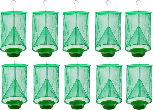 Ranch Fly Trap Outdoor Hanging Reusable with Fishing Apparatus | Food Bait Tray Catcher Cage for Indoor or Outdoor Family Farms, Park (4 Pack) in Saudi Arabia