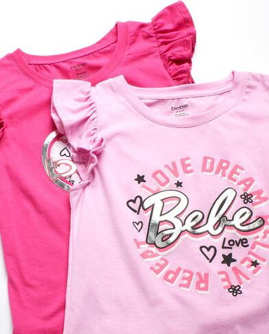 bebe Girls' Active Short Set - 4 Piece Fashion Tank Top and Woven Dolphin Gym Shorts - Cute Summer Outfit for Girls (7-12) in Saudi Arabia