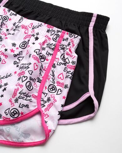 bebe Girls' Active Short Set - 4 Piece Fashion Tank Top and Woven Dolphin Gym Shorts - Cute Summer Outfit for Girls (7-12) in Saudi Arabia