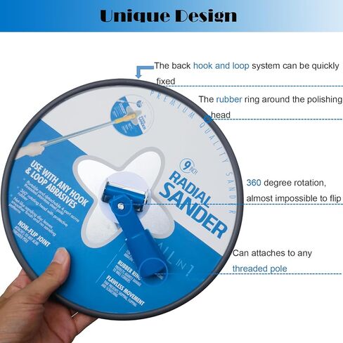 ماكينة صنفرة نصف قطرية 9 بوصة + 30 قطعة من أقراص الصنفرة، ماكينة صنفرة الحوائط الجافة اليدوية بخطاف وحلقة 9 بوصة لتنظيف وتلميع الجدران in Kuwait