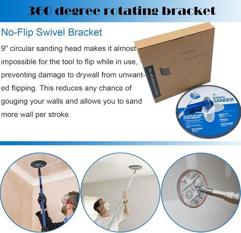 ماكينة صنفرة نصف قطرية 9 بوصة + 30 قطعة من أقراص الصنفرة، ماكينة صنفرة الحوائط الجافة اليدوية بخطاف وحلقة 9 بوصة لتنظيف وتلميع الجدران in Kuwait