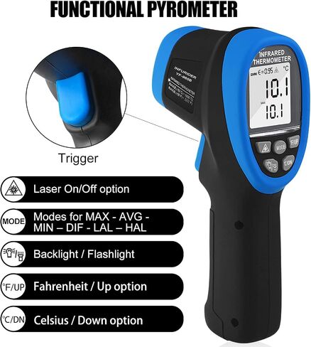 Temperature Gun, INFURIDER YF-1500C Infrared Thermometer Gun, -58℉~2732F Laser Thermometer Gun, NCV Digital Infrared Thermometer 30:1 High IR Temp Gauge Pyrometer with Color LCD Screen Max/Min Alarm in Saudi Arabia