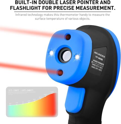 Temperature Gun, INFURIDER YF-1500C Infrared Thermometer Gun, -58℉~2732F Laser Thermometer Gun, NCV Digital Infrared Thermometer 30:1 High IR Temp Gauge Pyrometer with Color LCD Screen Max/Min Alarm in Saudi Arabia