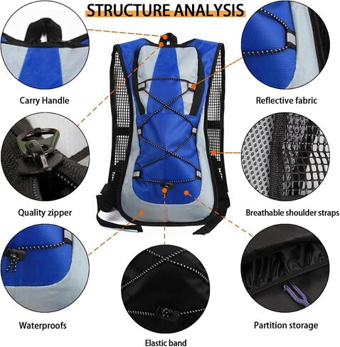 Hydration Pack,Large Capacity Backpack,Lightweight Hydration Backpack for Men Women,Hydration Backpack with 2L Water Bladder for Hiking,Running,Cycling,Climbing,Camping in Saudi Arabia