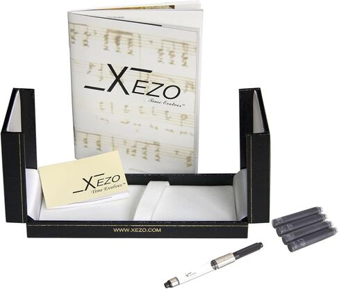 Xezo Visionary Brass and Aluminum Fountain Pen, Fine Nib. Hand-Lacquered in Red and Black. Numbered in Limited Edition of 500. Classic Art Deco Color Disposition, Retrofuturistic Body Style in Saudi Arabia