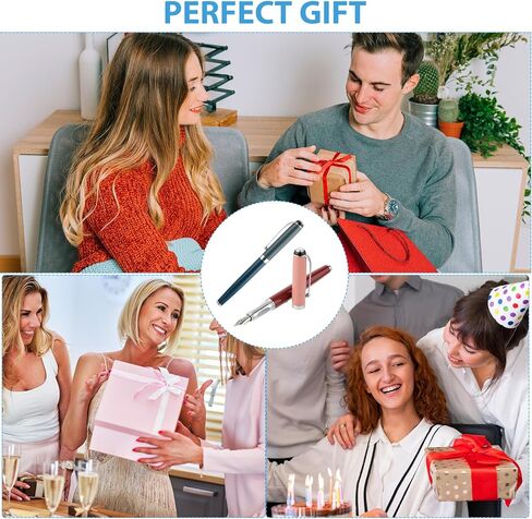 قلم حبر معدني قطعتين من Amabro، قلم حبر ذو نقطة دقيقة 0.5 مم، قلم حبر فاخر للخط، قلم كتابة سلس للأعمال مع محول حبر للرجال والنساء والكتابة في المكاتب المدرسية (B) in Kuwait