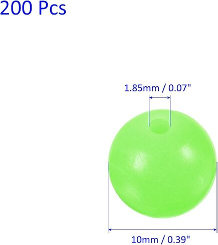 200 Pcs Glow Fishing Beads - Plastic Luminous Round Soft Bait Egg Lure Rigs Apply to Outdoor Tackle Tool (10mm, Green) in Saudi Arabia
