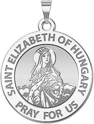 PicturesOnGold.com Saint Elizabeth of Hungary Religious Medal - 3/4 Inch Size of a Nickel -Sterling Silver in Saudi Arabia