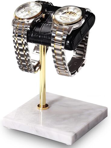 MingsunTan Watch Stand For Men Watch Display Stand Handcrafted Leather And Marble Base Watch Stand Watch Holder Watch Organizer Holder Watch Accessory (Black) in Saudi Arabia