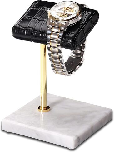 MingsunTan Watch Stand For Men Watch Display Stand Handcrafted Leather And Marble Base Watch Stand Watch Holder Watch Organizer Holder Watch Accessory (Black) in Saudi Arabia