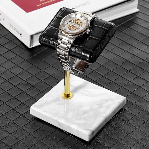 MingsunTan Watch Stand For Men Watch Display Stand Handcrafted Leather And Marble Base Watch Stand Watch Holder Watch Organizer Holder Watch Accessory (Black) in Saudi Arabia