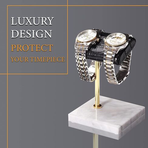 MingsunTan Watch Stand For Men Watch Display Stand Handcrafted Leather And Marble Base Watch Stand Watch Holder Watch Organizer Holder Watch Accessory (Black) in Saudi Arabia