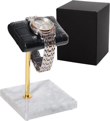 MingsunTan Watch Stand For Men Watch Display Stand Handcrafted Leather And Marble Base Watch Stand Watch Holder Watch Organizer Holder Watch Accessory (Black) in Saudi Arabia