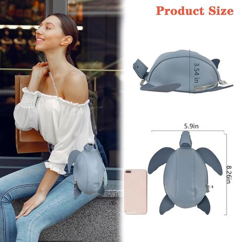 QZUnique لطيف شكل سلحفاة حقيبة عبر الجسم بولي PU حقيبة كتف للفتيات الاطفال حقيبة يد مع حزام قابل للإزالة المرأة الجدة المحفظة in Kuwait