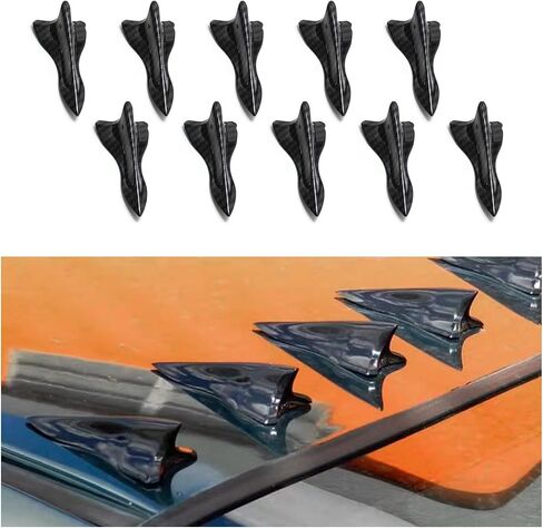 Augeny 10 PCS Car Fin Tail Diffuser, Universal Roof Diffuser Spoiler, Car Shark Fin Antenna Kit with Selfadhesive Tapes, Vehicle Exterior Decor Accessories Stickers for Most Cars (Black) in Saudi Arabia