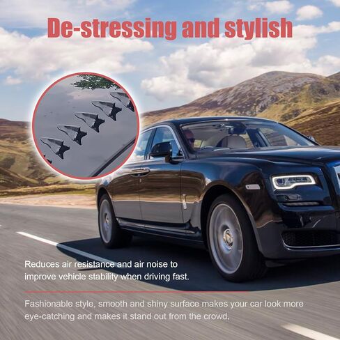 Augeny 10 PCS Car Fin Tail Diffuser, Universal Roof Diffuser Spoiler, Car Shark Fin Antenna Kit with Selfadhesive Tapes, Vehicle Exterior Decor Accessories Stickers for Most Cars (Black) in Saudi Arabia