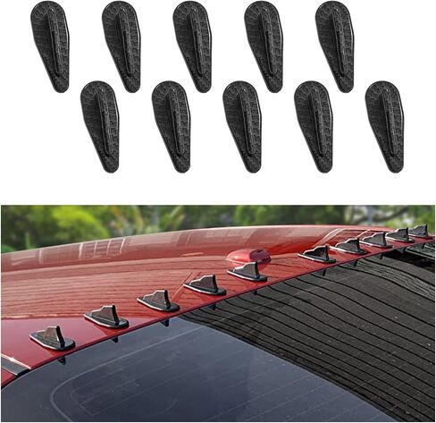 Augeny 10 PCS Car Fin Tail Diffuser, Universal Roof Diffuser Spoiler, Car Shark Fin Antenna Kit with Selfadhesive Tapes, Vehicle Exterior Decor Accessories Stickers for Most Cars (Black) in Saudi Arabia