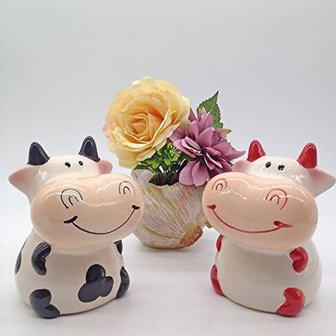 Cute Cow Ceramic Piggy Bank Personalized Money Saving Bank for Kids Girls Boy Nursery Gift in Saudi Arabia