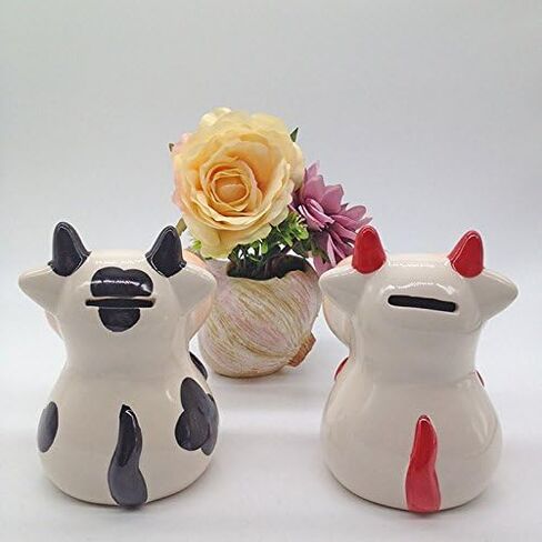 Cute Cow Ceramic Piggy Bank Personalized Money Saving Bank for Kids Girls Boy Nursery Gift in Saudi Arabia