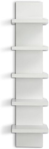 5 Tier Wall Shelves - White Vertical Book Shelf for Wall Storage, Modern Floating Shelves for Bedroom Living Room Vanity in Saudi Arabia