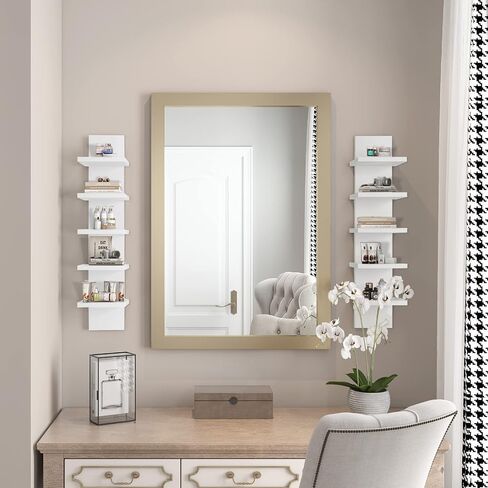5 Tier Wall Shelves - White Vertical Book Shelf for Wall Storage, Modern Floating Shelves for Bedroom Living Room Vanity in Saudi Arabia
