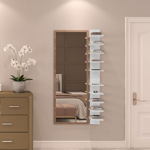 5 Tier Wall Shelves - White Vertical Book Shelf for Wall Storage, Modern Floating Shelves for Bedroom Living Room Vanity in Saudi Arabia