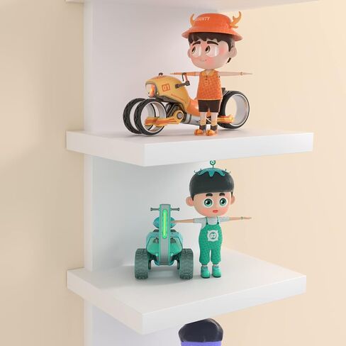 5 Tier Wall Shelves - White Vertical Book Shelf for Wall Storage, Modern Floating Shelves for Bedroom Living Room Vanity in Saudi Arabia