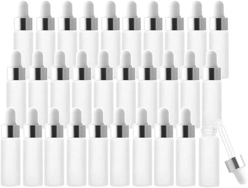 30 قطعة 5 مل زجاجات قطارة متجمدة زجاجات الزيوت العطرية مع قطارة عين زجاجية قوارير عطر زجاجات سائلة لمستحضرات التجميل (فضية) in Kuwait