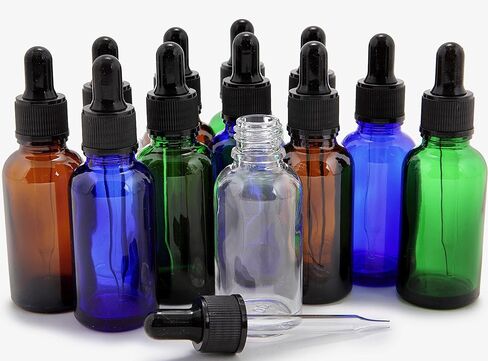 Vivaplex، 12، ألوان متنوعة، زجاجات زجاجية سعة 1 أونصة، مع قطارات زجاجية للعين in Kuwait