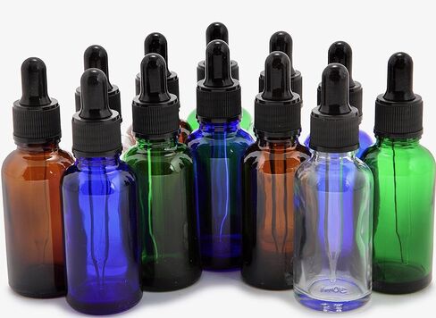 Vivaplex، 12، ألوان متنوعة، زجاجات زجاجية سعة 1 أونصة، مع قطارات زجاجية للعين in Kuwait