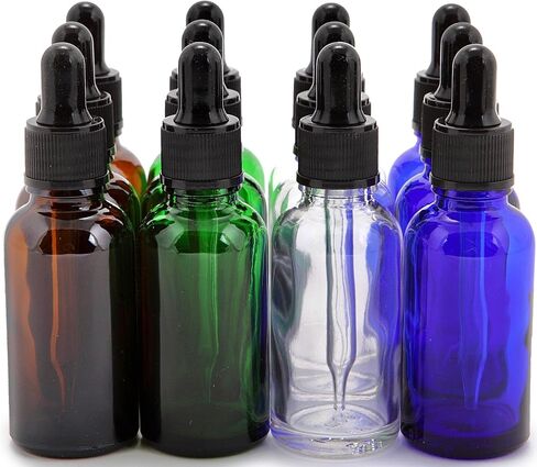 Vivaplex، 12، ألوان متنوعة، زجاجات زجاجية سعة 1 أونصة، مع قطارات زجاجية للعين in Kuwait