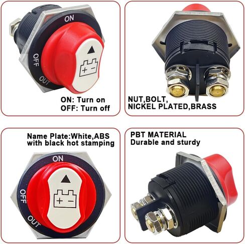 Battery Disconnect Swicth 12-48V, Battery Master Cut Shut Off Isolator Switch for Marine Boat RV ATV Car Utv Vehicle, Max 32V DC 100A Cont 150A Power （1pcs）Battery Switches (On-Off-Out) (100A) in Saudi Arabia