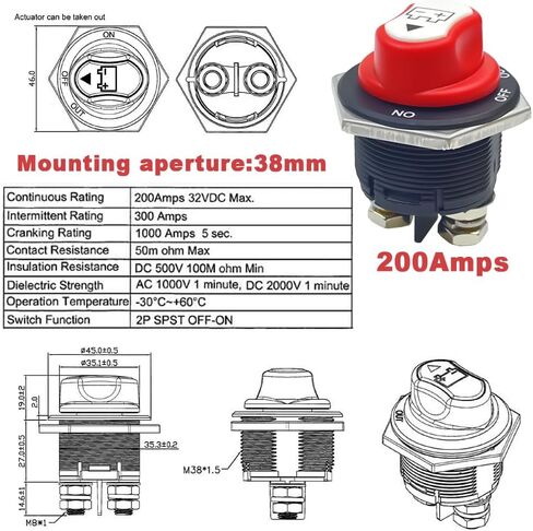 Battery Disconnect Swicth 12-48V, Battery Master Cut Shut Off Isolator Switch for Marine Boat RV ATV Car Utv Vehicle, Max 32V DC 100A Cont 150A Power （1pcs）Battery Switches (On-Off-Out) (100A) in Saudi Arabia
