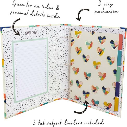 Pukka Pad, Bloom A4 Preloaded 3-Ring Binder – Includes Personal Details and Planner Pages – Comes Preloaded with 5-Part Dividers – Standard 3-Ring Mechanism - Black in Kuwait