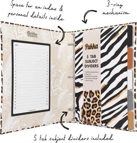 Pukka Pad, Bloom A4 Preloaded 3-Ring Binder – Includes Personal Details and Planner Pages – Comes Preloaded with 5-Part Dividers – Standard 3-Ring Mechanism - Black in Saudi Arabia