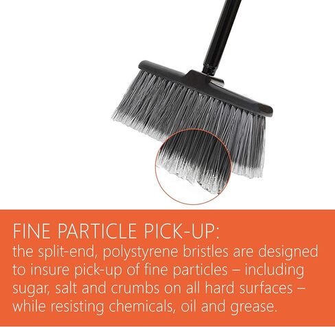 Fuller Brush Kitchen Broom with Clip-On Dustpan – Heavy Duty Floor Sweeper with Steel Handle & Fine Bristles - Dust Sweeping for Home/Kitchen & Warehouse Floors – Made in USA in Saudi Arabia